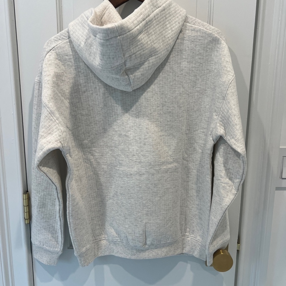 H&M Boys White Melange Ribbed Hoodie Cotton Sweatshirt Size 12/14 NWT - Picture 7 of 8